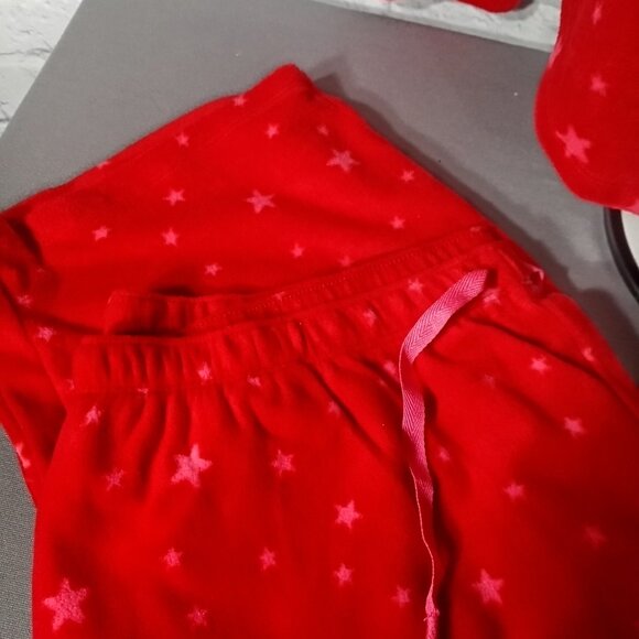 Cuddl Duds Red Star Loungewear Sleepwear Pajamas Set Top and Bottoms - Picture 7 of 13